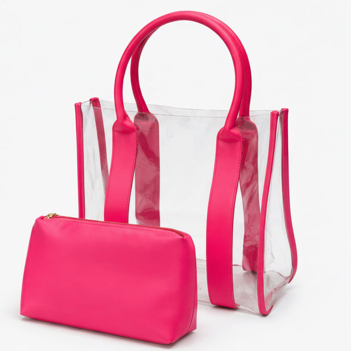 pink clear tote bag