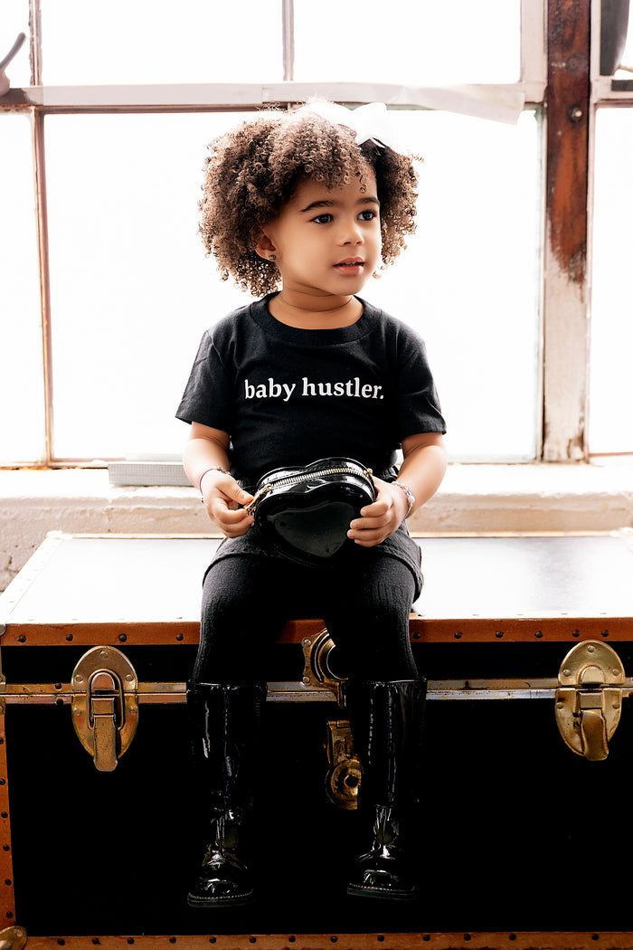 baby hustler black short sleeve lounge tee