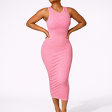 Pink Bodycon Ribbed Dress